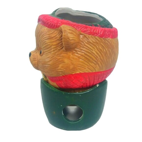 Vintage Christmas Teddy Bear Potpourri Pot Ceramic Room Decor - Picture 6 of 8